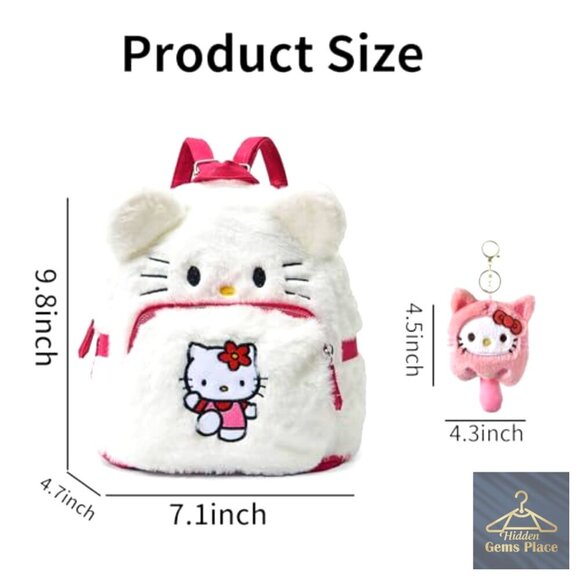 Plush Cartoon Backpack, Mini Double Strap, Soft Fluffy Casual Rucksack